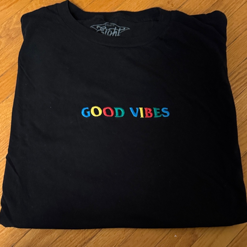 Eighty Eight Black Tee with Vibrant Stitching